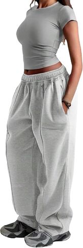 ZAFUL إمرأة واسعة الساق Sweatpants مرونة الخصر ركض موضة فضفاض السراويل العرق عارضة فضفاض صالة السراويل مع جيوب in Kuwait