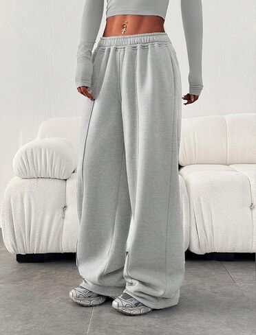 ZAFUL إمرأة واسعة الساق Sweatpants مرونة الخصر ركض موضة فضفاض السراويل العرق عارضة فضفاض صالة السراويل مع جيوب in Kuwait