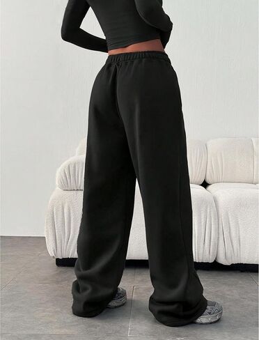 ZAFUL إمرأة واسعة الساق Sweatpants مرونة الخصر ركض موضة فضفاض السراويل العرق عارضة فضفاض صالة السراويل مع جيوب in Kuwait