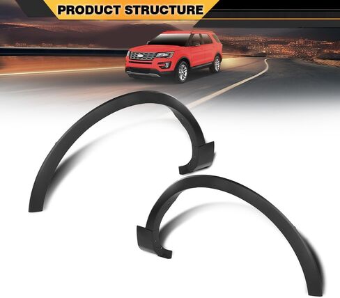 Front Pair Fender Flares Wheel Trim Opening Molding Left & Right Side Compatible with Ford Explorer/Police Interceptor Utility 2016-2019 FB5Z16038AB, FB5Z16039AB, FO1291130, FO1290130 Black in Saudi Arabia