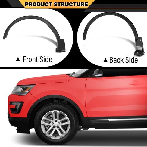 Front Pair Fender Flares Wheel Trim Opening Molding Left & Right Side Compatible with Ford Explorer/Police Interceptor Utility 2016-2019 FB5Z16038AB, FB5Z16039AB, FO1291130, FO1290130 Black in Saudi Arabia