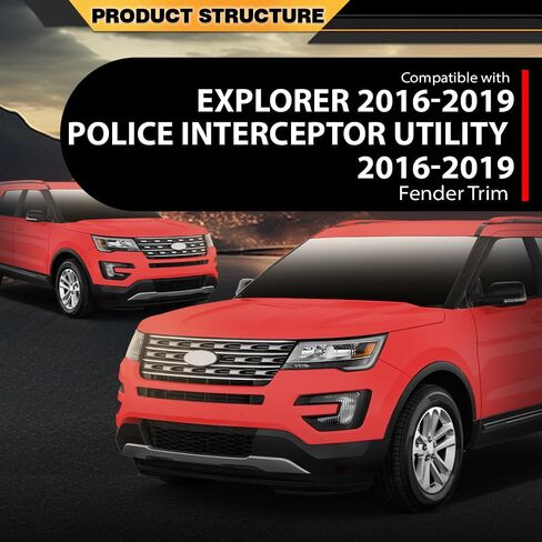 Front Pair Fender Flares Wheel Trim Opening Molding Left & Right Side Compatible with Ford Explorer/Police Interceptor Utility 2016-2019 FB5Z16038AB, FB5Z16039AB, FO1291130, FO1290130 Black in Saudi Arabia
