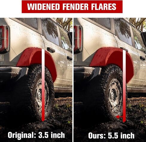 Widened Fender Flares Compatible with F-ord Bronco 2021-2024, Front & Rear XL Heavy Duty Mud Flaps Guards for Bronco Accessories, 4PCS(Not for Bronco Sport) in Saudi Arabia