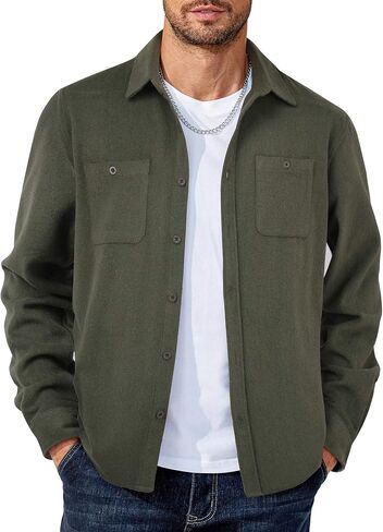 COOFANDY Men's Flannel Shirts Long Sleeve Casual Cotton Plaid Button Down Shirt Jacket with Pockets in Kuwait