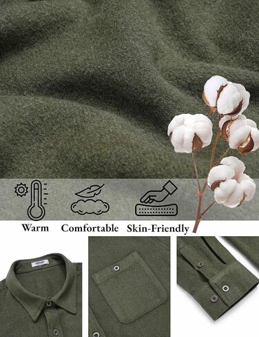 COOFANDY Men's Flannel Shirts Long Sleeve Casual Cotton Plaid Button Down Shirt Jacket with Pockets in Kuwait