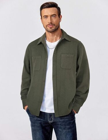 COOFANDY Men's Flannel Shirts Long Sleeve Casual Cotton Plaid Button Down Shirt Jacket with Pockets in Kuwait