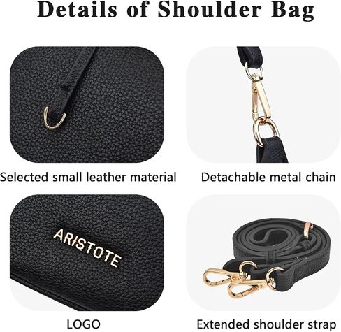 ARISTOTE Shoulder Bags for Women, Leather Small Purse Cute Hobo Tote Handbag Crossbody Wallet with Removable Strap in Saudi Arabia