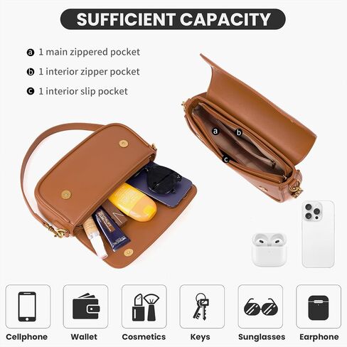Shoulder Bag For Women Trendy Small Purse Cute Mini Vegan Leather Handbags with 2 Removable Strap in Saudi Arabia