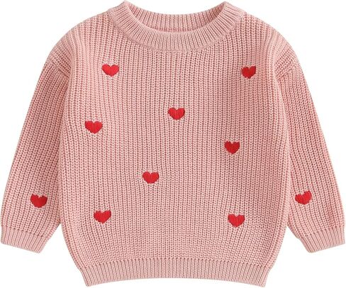 Karwuiio Toddler Baby Girl Boy Knit Sweater Long Sleeve Heart Sweater Infant Warm Fall Winter Pullover Sweatshirt Knitwear in Kuwait