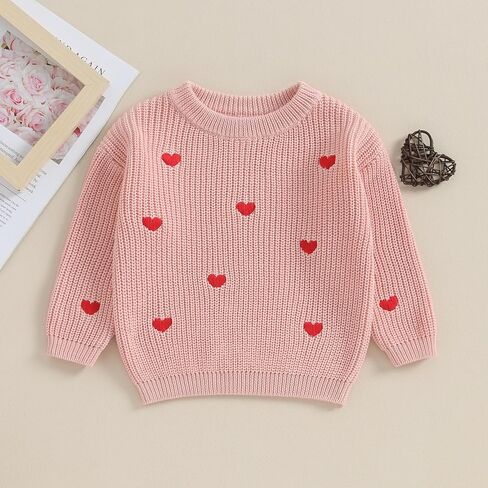 Karwuiio Toddler Baby Girl Boy Knit Sweater Long Sleeve Heart Sweater Infant Warm Fall Winter Pullover Sweatshirt Knitwear in Kuwait