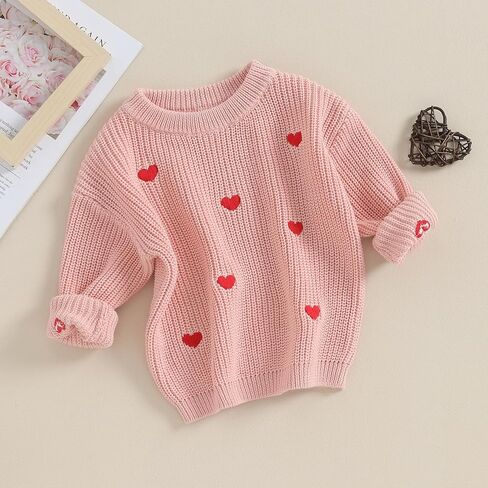 Karwuiio Toddler Baby Girl Boy Knit Sweater Long Sleeve Heart Sweater Infant Warm Fall Winter Pullover Sweatshirt Knitwear in Kuwait