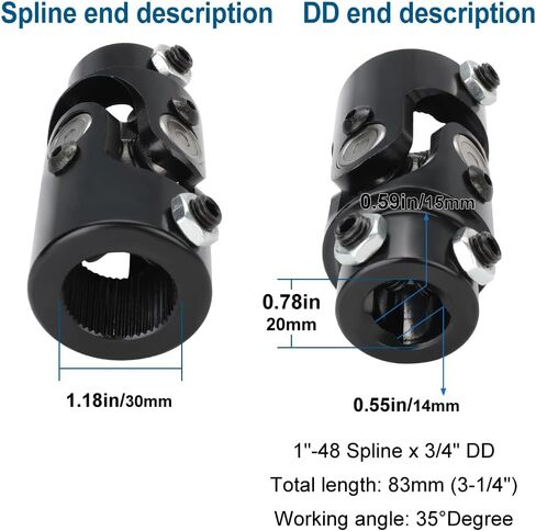 1 "-48 خدد × 3/4" DD عمود توجيه فردي عالمي U مشترك، 83 مم (3-1/4 بوصة)، زاوية العمل 35 درجة درجة in Saudi Arabia