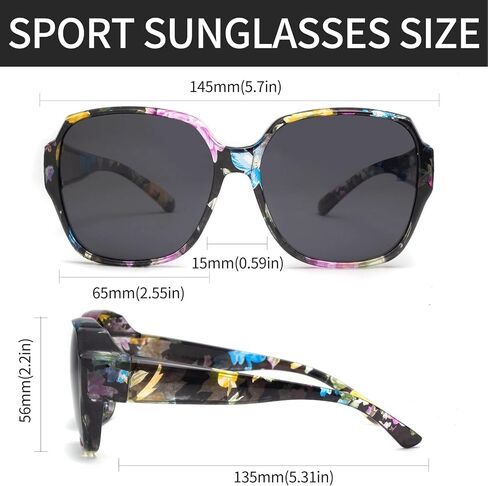 Sunglasses Fit Over Glasses for Men Women Fit Over Prescription Glasses Lightweight Square Frame, Polarized Lenses UV Protection in Saudi Arabia