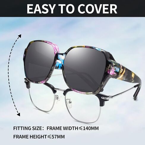 Sunglasses Fit Over Glasses for Men Women Fit Over Prescription Glasses Lightweight Square Frame, Polarized Lenses UV Protection in Saudi Arabia