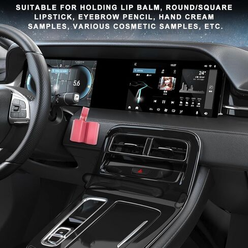 Car Chapstick Holder, Strong Adhesive Upright Vehicle Lip Balm Holder with Double Tube, Space Saving Automotive Interior Lipstick Organizer for Women Men, Car Accessories (Black) in Saudi Arabia
