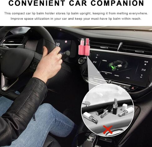 Car Chapstick Holder, Strong Adhesive Upright Vehicle Lip Balm Holder with Double Tube, Space Saving Automotive Interior Lipstick Organizer for Women Men, Car Accessories (Black) in Saudi Arabia