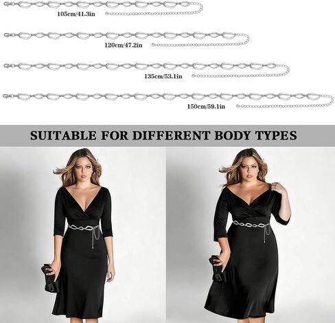 LIMHOO Women's Metal Waist Chain Belts Gold Silver Link Belt for Dresses in Saudi Arabia
