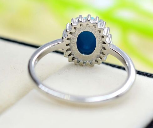 December Birthstone 925 Sterling Silver Natural Sleeping Beauty Blue Turquoise Cabochon Gemstone 8X6 MM Oval Shape Solitaire Unisex Proposal Ring For Girlfriend Gift in Saudi Arabia