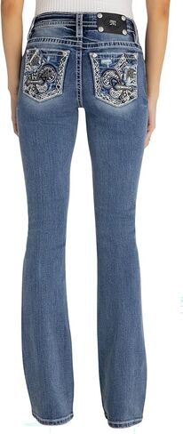 Miss Me Women's Royal Rebellion Fleur De Lis Mid Rise Bootcut Jeans in Saudi Arabia
