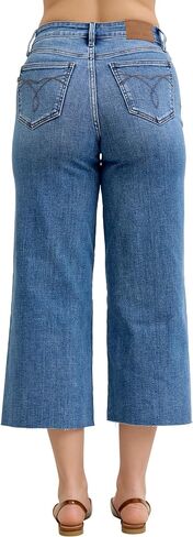 Judy Blue Womens Jeans - High Waisted Wide Crop Classic Raw Hem in Saudi Arabia