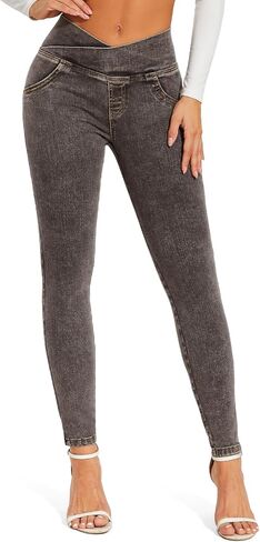 CROSS1946 Crossover Skinny Jeans for Women High Waist Criss Cross Stretch Slimming Denim Trousers Pants in Kuwait
