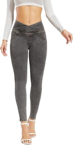 CROSS1946 Crossover Skinny Jeans for Women High Waist Criss Cross Stretch Slimming Denim Trousers Pants in Kuwait
