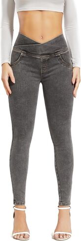 CROSS1946 Crossover Skinny Jeans for Women High Waist Criss Cross Stretch Slimming Denim Trousers Pants in Kuwait