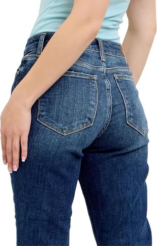 Judy Blue Classic Mid Rise Cuffed Boyfriend Jeans – Rollable Cuff, Relaxed Fit, Medium Wash, Core Collection Stretch Denim in Saudi Arabia