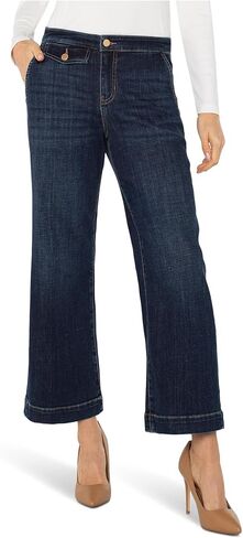 Liverpool Women's Stride Mid-Rise Wide Leg Jean with Trouser Details 27'' Inseam in Saudi Arabia