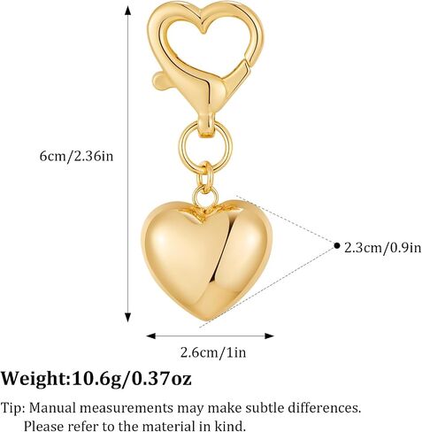 Gold Charm Heart Keychain for Women Bagchain Gold Fashion Keychains Accessories in Saudi Arabia