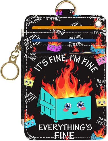 Slim Wallet Credit Card Holder, Small Stove, RFID Wallet Women Cute Small Front Pocket Wallet With Zipper, PU Leather Thin travel RFID Blocking Card Case ID Window,Ladies Gifts in Kuwait
