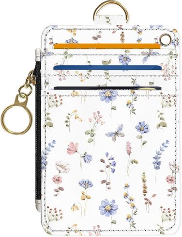 Slim Wallet Credit Card Holder, Small Stove, RFID Wallet Women Cute Small Front Pocket Wallet With Zipper, PU Leather Thin travel RFID Blocking Card Case ID Window,Ladies Gifts in Saudi Arabia