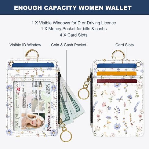 Slim Wallet Credit Card Holder, Small Stove, RFID Wallet Women Cute Small Front Pocket Wallet With Zipper, PU Leather Thin travel RFID Blocking Card Case ID Window,Ladies Gifts in Saudi Arabia