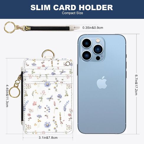 Slim Wallet Credit Card Holder, Small Stove, RFID Wallet Women Cute Small Front Pocket Wallet With Zipper, PU Leather Thin travel RFID Blocking Card Case ID Window,Ladies Gifts in Saudi Arabia