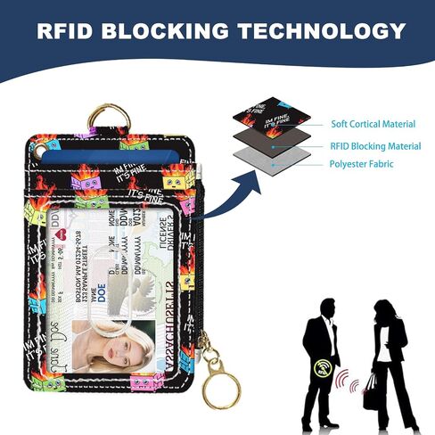 Slim Wallet Credit Card Holder, Small Stove, RFID Wallet Women Cute Small Front Pocket Wallet With Zipper, PU Leather Thin travel RFID Blocking Card Case ID Window,Ladies Gifts in Kuwait