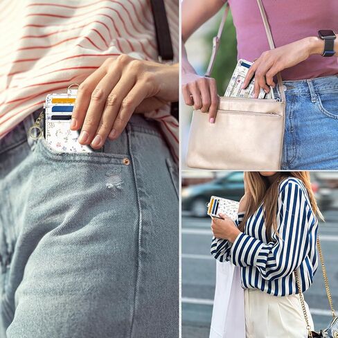 Slim Wallet Credit Card Holder, Small Stove, RFID Wallet Women Cute Small Front Pocket Wallet With Zipper, PU Leather Thin travel RFID Blocking Card Case ID Window,Ladies Gifts in Saudi Arabia