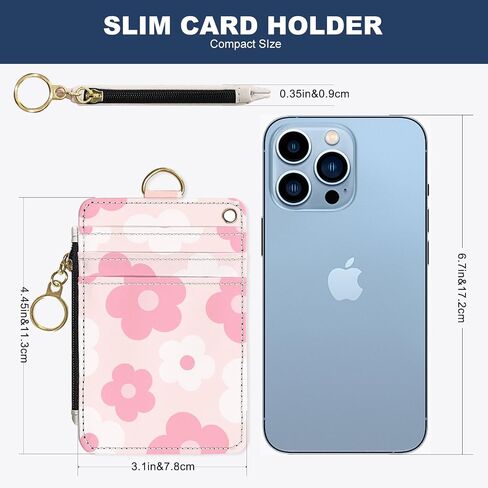 Slim Wallet Credit Card Holder, Small Stove, RFID Wallet Women Cute Small Front Pocket Wallet With Zipper, PU Leather Thin travel RFID Blocking Card Case ID Window,Ladies Gifts in Kuwait