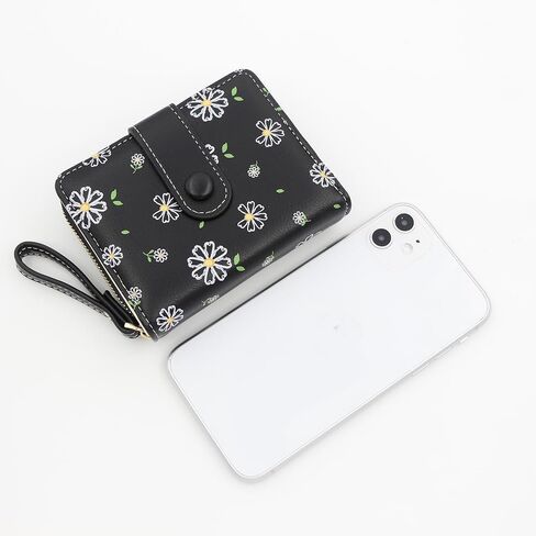 محافظ صغيرة للنساء من الجلد بسحاب مزدوج وجيب على شكل زهور ملونة وحامل بطاقة الائتمان مع نافذة لبطاقة الهوية in Saudi Arabia