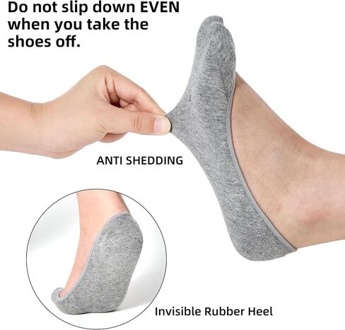6 Pairs No Show Socks Womens, Ultra Low Cut Liner Non Slip Footies Socks for Flats Invisible Boat Shoe Size 5-9/9-11 in Saudi Arabia
