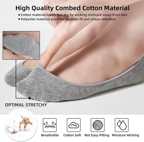 6 Pairs No Show Socks Womens, Ultra Low Cut Liner Non Slip Footies Socks for Flats Invisible Boat Shoe Size 5-9/9-11 in Saudi Arabia