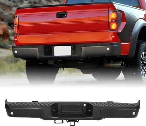 مجموعة ممتص الصدمات الخلفي F150 متوافقة مع المصد الخلفي 2009-2014 F150 مع فتحة مستشعر وقوف السيارات مع وصلة سحب F150 استبدال المصد الخلفي لـ FO1103171، FO1106362 (أسود) in Saudi Arabia