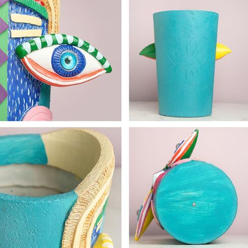 Blue Big Eyes Abstract Face Planter Pots Picasso Flower Pot Colorful Resin Vase Unique Head Planters for Indoor Plants Home Balcony Decoration in Saudi Arabia
