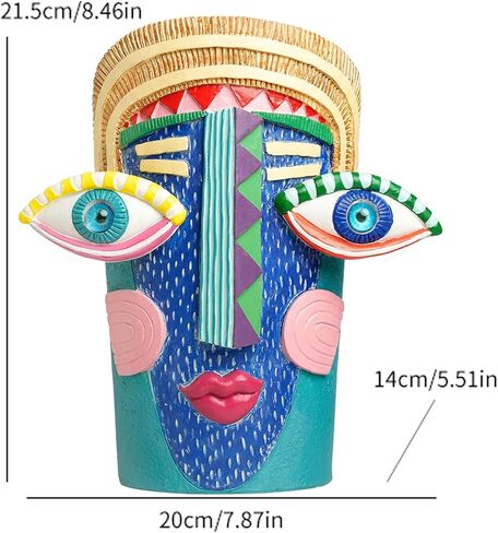 Blue Big Eyes Abstract Face Planter Pots Picasso Flower Pot Colorful Resin Vase Unique Head Planters for Indoor Plants Home Balcony Decoration in Saudi Arabia