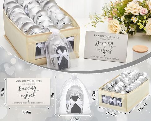 Jecery 48 Pairs Pink Floral Bridal Shower Supplies Wedding Foldable Flat Set Ballerina Slippers Floral Party Signs Portable Travel Ballet Flat Bulk Wedding Dancing Shoes for Guests Bridesmaids in Kuwait