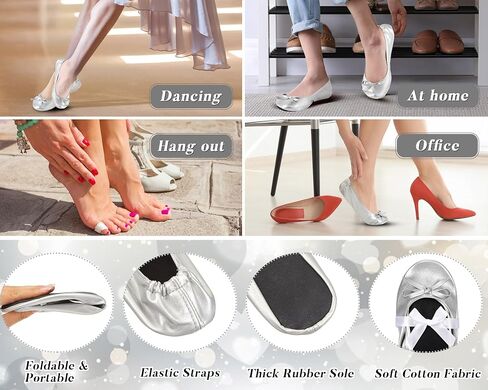 Jecery 48 Pairs Pink Floral Bridal Shower Supplies Wedding Foldable Flat Set Ballerina Slippers Floral Party Signs Portable Travel Ballet Flat Bulk Wedding Dancing Shoes for Guests Bridesmaids in Kuwait
