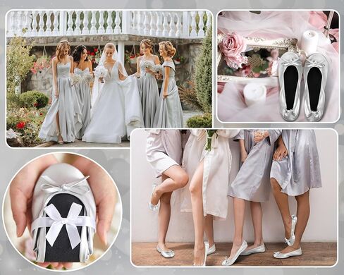 Jecery 48 Pairs Pink Floral Bridal Shower Supplies Wedding Foldable Flat Set Ballerina Slippers Floral Party Signs Portable Travel Ballet Flat Bulk Wedding Dancing Shoes for Guests Bridesmaids in Kuwait