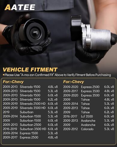 AATEE 39083 Belt Tensioner Assembly For:-Chevy Silverado 1500 Express Suburban Tahoe Colorado For:-GMC Sierra Yukon XL Savana Canyon For:-Cadillac Escalade For:-Hummer H2 2009-2020 OE# 19193110 89397 in Saudi Arabia