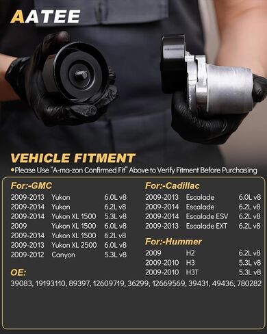 AATEE 39083 Belt Tensioner Assembly For:-Chevy Silverado 1500 Express Suburban Tahoe Colorado For:-GMC Sierra Yukon XL Savana Canyon For:-Cadillac Escalade For:-Hummer H2 2009-2020 OE# 19193110 89397 in Saudi Arabia