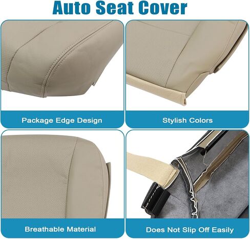 Priprilod Tan Perforated Leather Driver & Passenger Side Bottom Replacement Seat Cover Compatible with Lexus LS460 600h 2007 2008 2009 2010 2011 2012 in Saudi Arabia