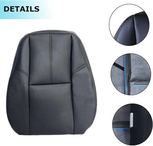 SecosAutoparts Front Driver or Passenger Top Lean Back Black Leather Seat Cover Compatible with Chevy Silverado Avalanche Tahoe Suburban GMC Sierra Yukon 2007 2008 2009 2010 2011 2012 2013 014 in Saudi Arabia